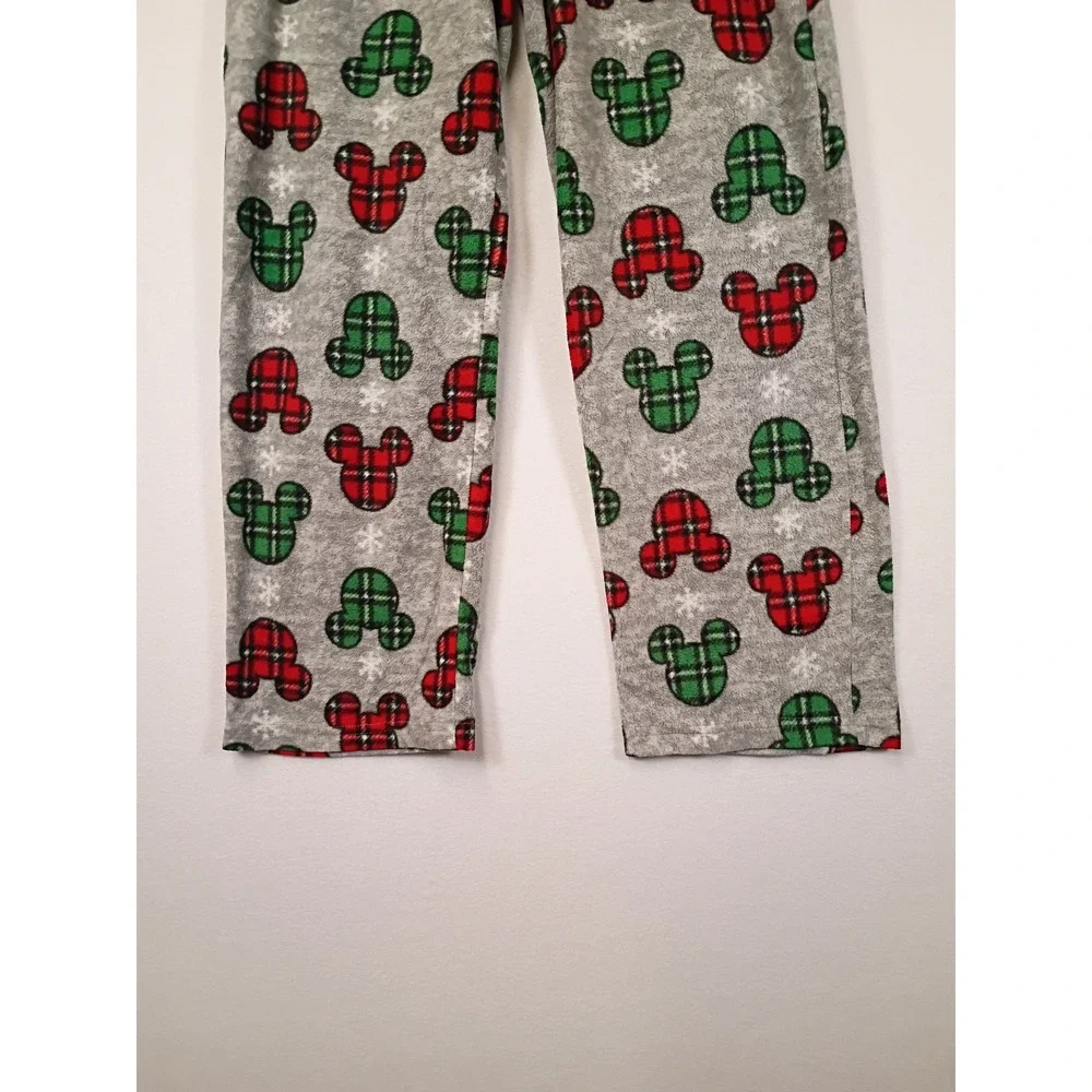 Holiday Disney Kids Size 12 Grey Plaid Mickey Mouse Fleece Pajama Pants